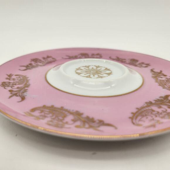 Royal Halsey Vintage Lusterware Pedestal Rose Tea Cup And Saucer Pink Gold‎ - Picture 9 of 9